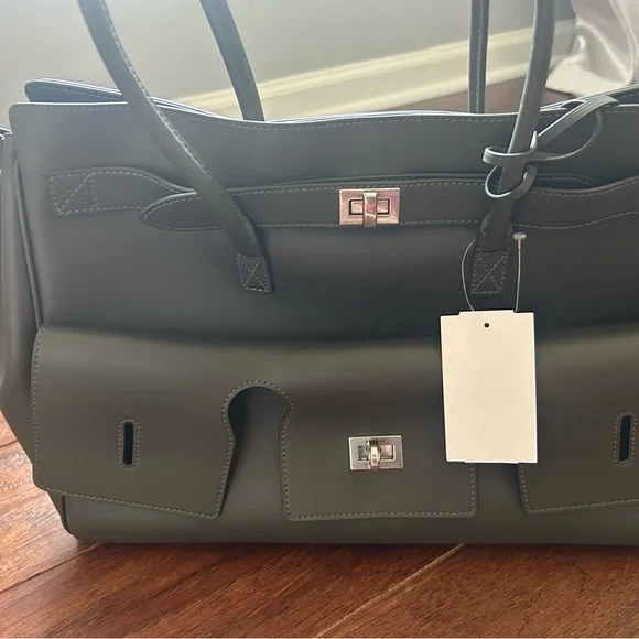 Balenciaga Medium Bel Air Carry All Dark Khaki Leather Tote - Picture 4 of 8